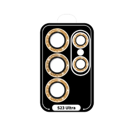 [01-119-011-0032-0180] Accesorio el rey vidrio templado camara galaxy s22 ultra con brillantes color dorado