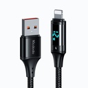 ca-1060 1.2m largo iphone digital hd con pantalla de medicion  usb a lighting cable  fast charger 5a negro