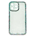 Estuche el rey marco iphone 13 pro max diamantes transparente color verde