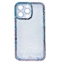 Estuche el rey marco iphone 12 pro max diamantes transparente color celeste