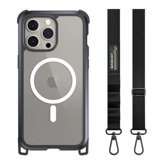 [07-127-036-0087-0157] Estuche mageasy odyssey iphone 15 pro odyssey m + strap leather color negro