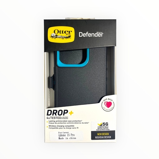 [07-024-028-0125-0231] Estuche otterbox defender con clip color negro / menta modelo  iphone 15 pro