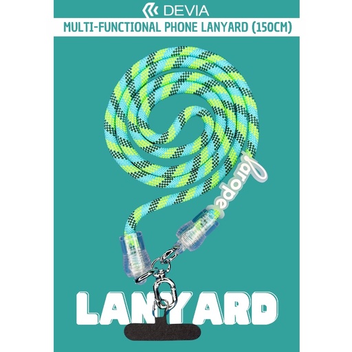 [01-128-057-0001-0004] Accesorio devia strap 1.2 m largo con sujetadora new con colgador de llaves y audifonos color amarillo/azul