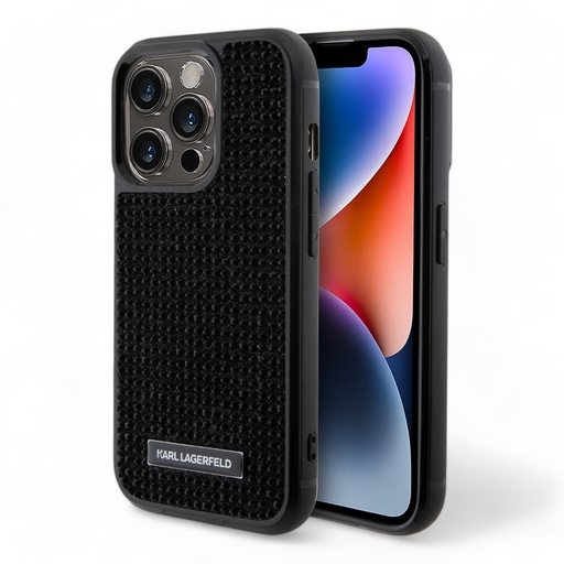 [07-045-059-0003-0157] Estuche karl lagerfeld hard case iphone 15 pro  - pc/tpu compatible case with card holder black color negro