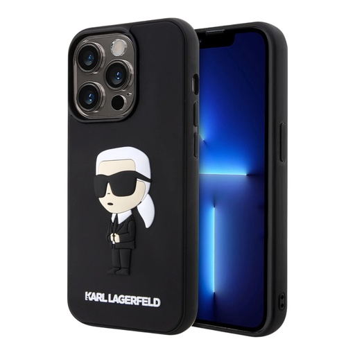 [07-045-059-0011-0157] Estuche karl lagerfeld hard case iphone 15 pro - rubber black hard case 3d ikonik nft color negro