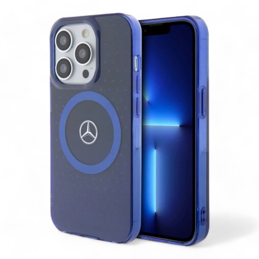 [07-062-061-0009-0012] Estuche mercedes-benz magsafe iphone 15 pro pc/tpu blue double layer mafsafe compatible case star pattern  color azul