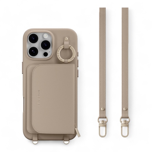 [07-115-036-0005-0052] Estuche switcheasy wallet iphone 16 pro pouch m wallet phone case with stand camel brown color cafe