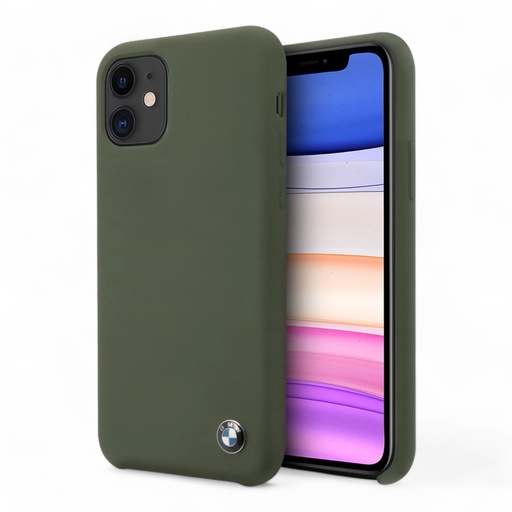[07-144-063-0007-0284] Estuche bmw silicone hard case metal logo - midnight green iphone 11 color verde