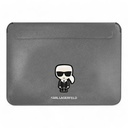Estuche Karl Lagerfeld Comp Sleeve Saffiano Ikonik 14" Silver Computadora 14 Inch Color Gris