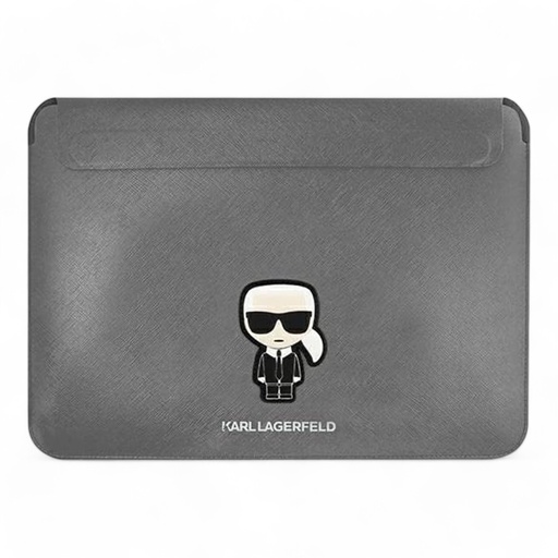 [07-144-059-0015-0284] Estuche Karl Lagerfeld Comp Sleeve Saffiano Ikonik 14" Silver Computadora 14 Inch Color Gris