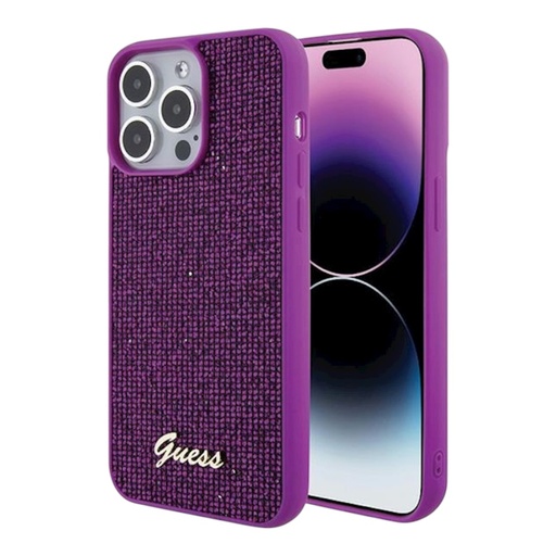 [07-144-060-0005-0284] Estuche guess pu disco script metal iphone 15 pro max color fucsia