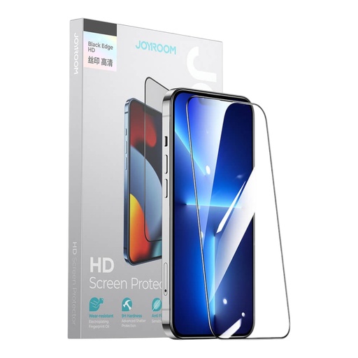 [13-113-069-0001-0215] Protector pantalla joyroom vidrio templado iphone 14 jr-h01 tempered glass screen protector (2.5d full screen with black edge) for ip 14 6.1 color transparente