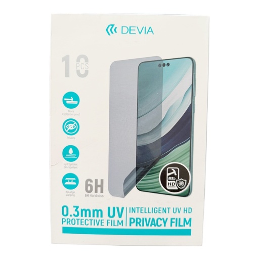 [13-035-057-0008-0215] Protector pantalla devia film 0.3 mm 6h uv privacy HD color transparente