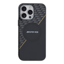 Estuche amg skin iphone 16 pro max amg hc magsafe double layer transparent rhombs black/yellow color negro