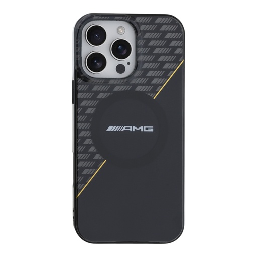 [07-144-070-0005-0157] Estuche amg skin iphone 16 pro max amg hc magsafe double layer transparent rhombs black/yellow color negro