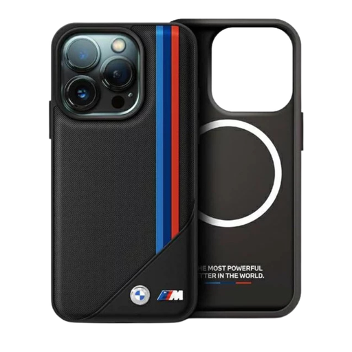 [07-63-000010] BMW hc m magsafe pu meshed tricolor stripes black iphone 16 pro