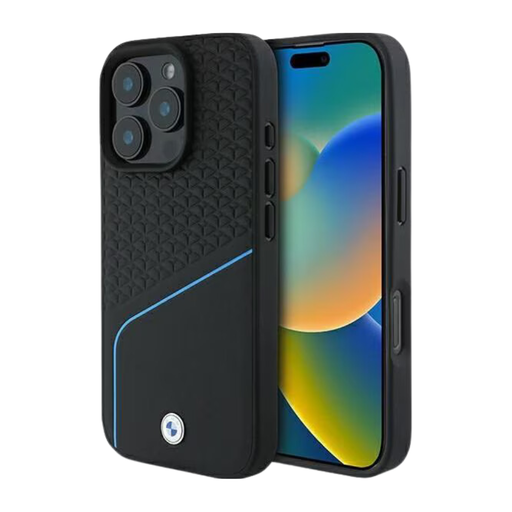 [07-63-000011] BMW hc sign magsafe leather textured and line black iphone 16 pro