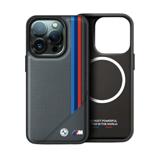 [07-63-000027] BMW hc m magsafe pu meshed tricolor stripes antracite iphone 16 pro max