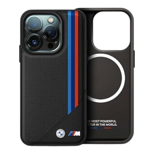 [07-63-000028] BMW hc m magsafe pu meshed tricolor stripes black iphone 16 pro max