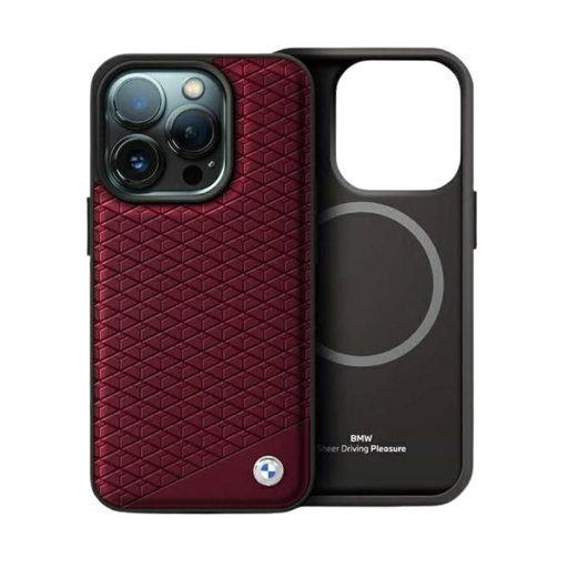 [07-63-000032] BMW hc sign magsafe leather diamond metal logo red  iphone 16 pro max