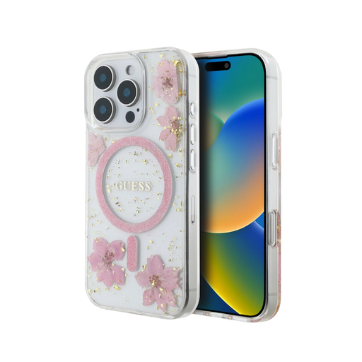 [07-60-000016] Guess hc magsafe resin flowers pink iphone 16 pro