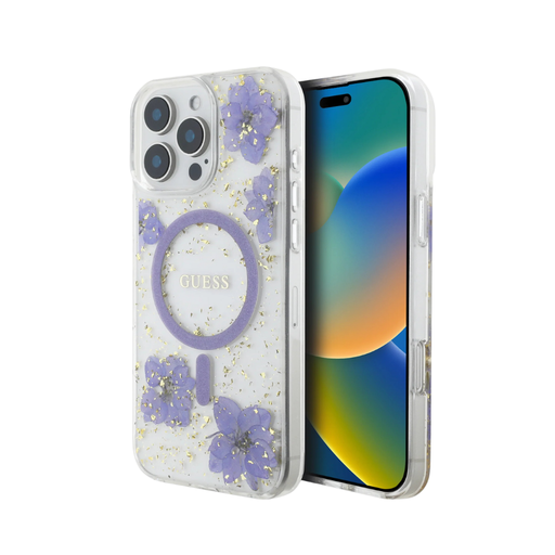 [07-60-000017] Guess hc magsafe resin flowers purple iphone 16 pro