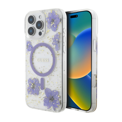 [07-60-000033] Guess hc magsafe resin flowers purple iphone 16 pro max