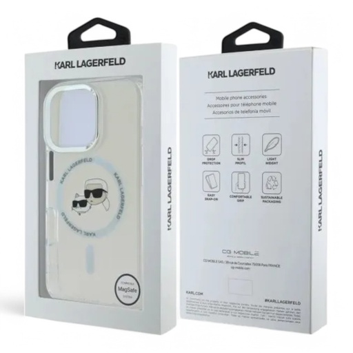 [07-59-000012] Karl Lagerfeld hc magsafe iml metal kc heads white iphone 16 pro