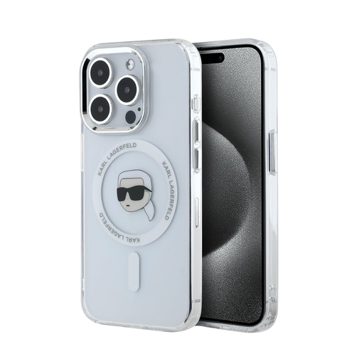 [07-59-000013] Karl Lagerfeld hc magsafe iml metal k. head white  iphone 16 pro