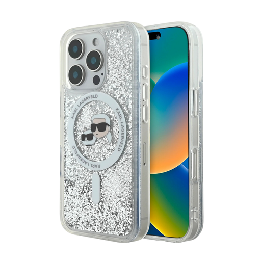 [07-59-000017] Karl Lagerfeld hc magsafe liq. glitter kc heads transparent  iphone 16 pro