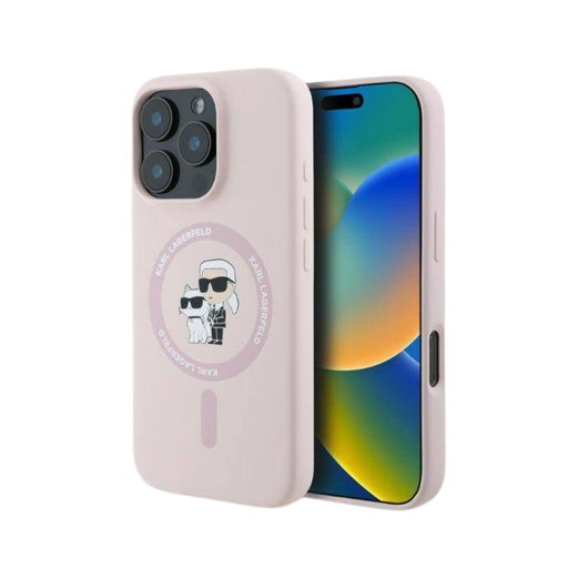 [07-59-000020] Karl Lagerfeld hc magsafe silicone kc heads ring pink iphone 16 pro