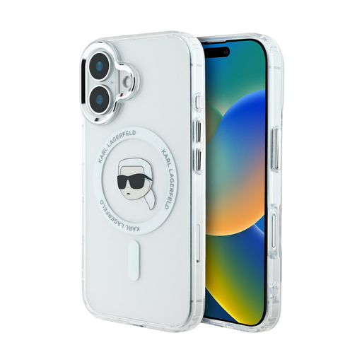 [07-59-000021] Karl Lagerfeld hc magsafe iml metal k. head white  iphone 16