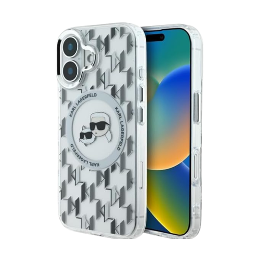 [07-59-000022] Karl Lagerfeld  hc magsafe iml metal monogram kc heads transparent  iphone 16