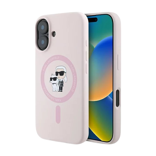 [07-59-000024] Karl Lagerfeld  hc magsafe silicone kc heads ring pink  iphone 16