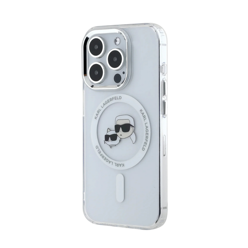 [07-59-000025] Karl Lagerfeld  hc magsafe iml metal kc heads white iphone 16 pro max