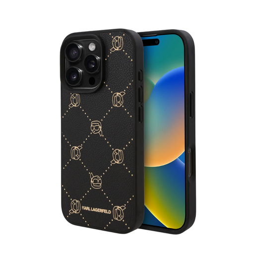 [07-59-000035] Karl Lagerfeld hc magsafe pu k. heads black  iphone 16 pro max