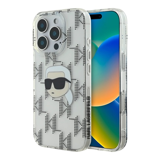 [07-144-059-0003-0215] Estuche karl lagerfeld skin iphone 16 pro max karl hc iml k. head monogram electroplated color transparente