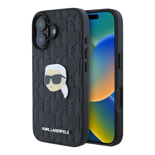 [07-144-059-0002-0157] Estuche karl lagerfeld skin iphone 16 karl hc pu monogram k. head pin color negro
