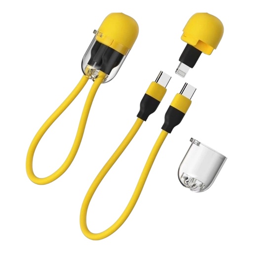 [05-106-074-0001-0002] Cable sharge cable capsula 20w tipo c a tipo c  y adaptador lightning color amarillo