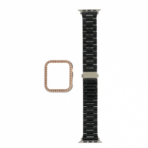 [01-081-013-0007-0157] Accesorio generico pulsera con bumper de diamantes apple watch 42 mm color negro