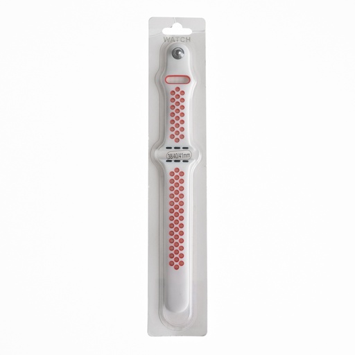 [01-081-011-0014-0049] Accesorio el rey pulsera tipo nike apple watch 38 / 40 / 41 mm color blanco / rojo
