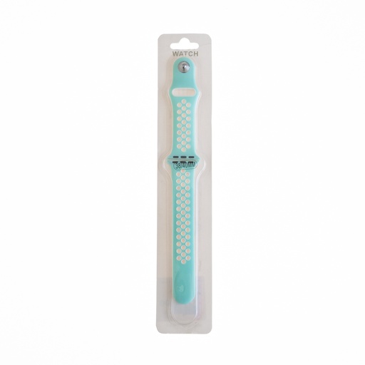 [01-081-011-0015-0010] Accesorio el rey pulsera tipo nike apple watch 42 / 44 / 45 mm color aqua / blanco
