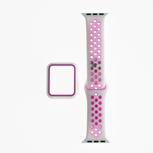 [01-081-013-0005-0046] Accesorio generico pulsera nike con bumper apple watch 44 mm color blanco / fucsia