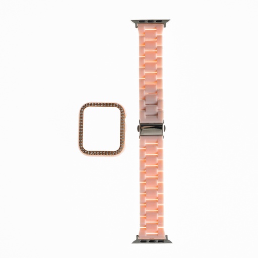 [01-081-013-0007-0198] Accesorio generico pulsera con bumper de diamantes apple watch 42 mm color rosado