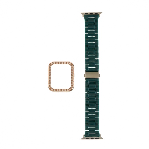 [01-081-013-0008-0239] Accesorio generico pulsera con bumper de diamantes apple watch 38 mm color verde marfil